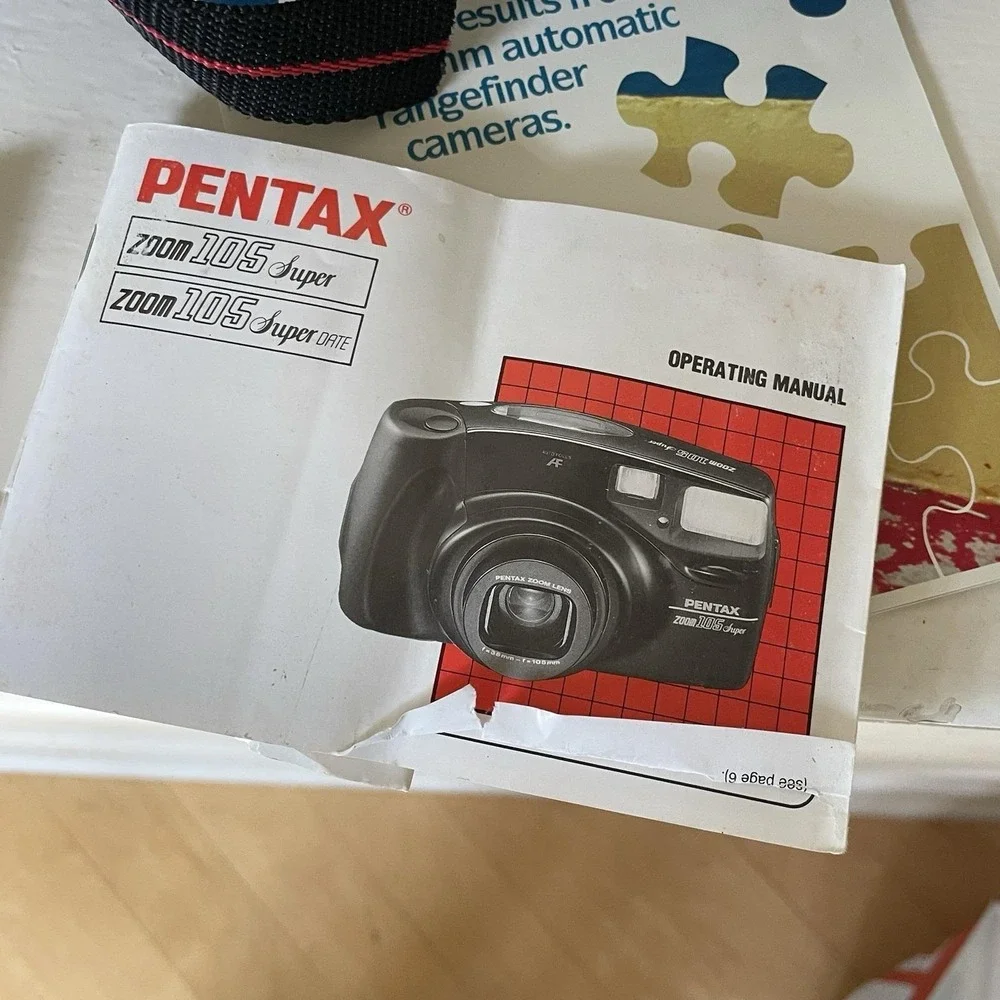 Vintage 90s 35mm Camera Pentax 1QZoom 105 Kit Super Outfit Original Packaging